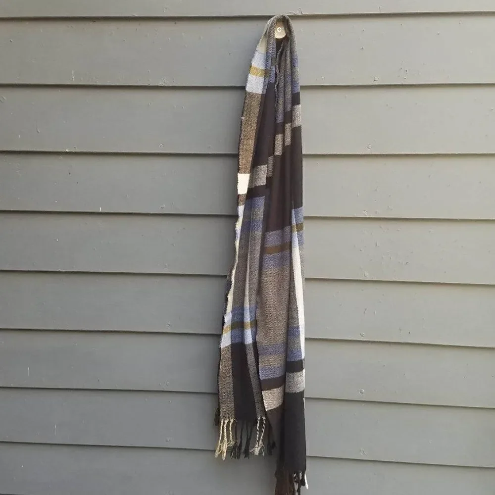 Cashmere feel Italian Design Brown Blue Tan Scarf